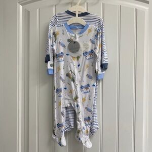 NWT Milkberry Bamboo Golf Striped Blue Pajamas